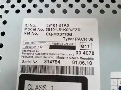 Second-hand car spare part audio system / radio cd for suzuki splash a5b gl oem iam references 3910151k0 pacr08 cqmx0770g