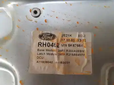 Second-hand car spare part passenger side right window regulator for ford focus c-max (cap) trend (d) oem iam references 3m51r203a28bm  3m51r219a64mm
