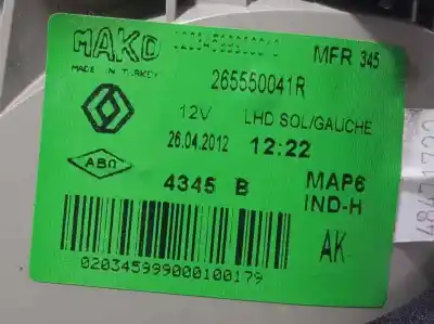 Second-hand car spare part left tailgate light for renault fluence dynamique oem iam references 265550041r  