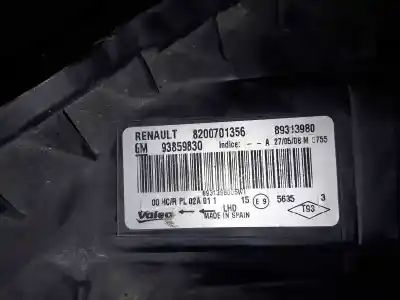 Second-hand car spare part right headlight for renault trafic combi (ab 4.01) 2.5 dci diesel fap cat oem iam references 8200701356  93859830