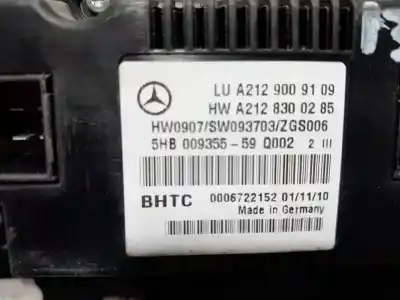 Pièce détachée automobile d'occasion commande de climatisation / chauffage pour mercedes clase e (w212) familiar 220 cdi blueefficiency (212.202) références oem iam a2129009109  5hb009355