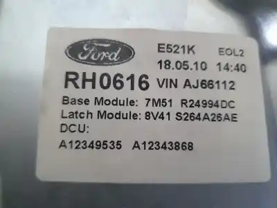 Peça sobressalente para automóvel em segunda mão elevador de vidros traseiro direito por ford kuga (cbv) titanium referências oem iam 7m51r24994dc  