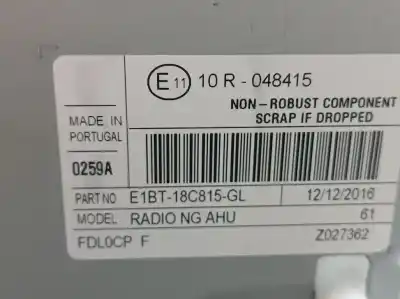 Second-hand car spare part audio system / radio cd for ford fiesta (ccn) st-line oem iam references e1bt18c815gl  