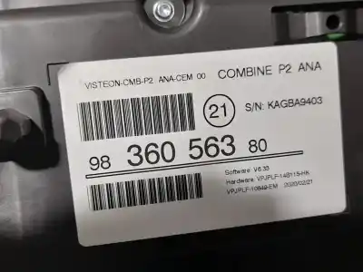 Peça sobressalente para automóvel em segunda mão quadrante por peugeot 208 (p2) active pack referências oem iam 9836056380  