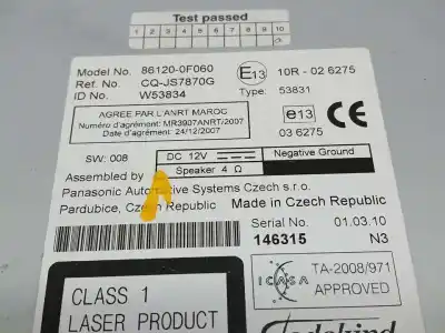 Tweedehands auto-onderdeel audiosysteem / radio-cd voor toyota verso active oem iam-referenties 861200f060  cqjs7870g