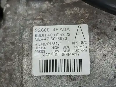 Second-hand car spare part air conditioning compressor for nissan qashqai (j11) acenta oem iam references 926004ea0a  4471606933