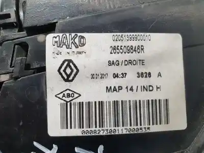 Second-hand car spare part right tailgate light for renault clio iv societé oem iam references 265509846r  02051399900010