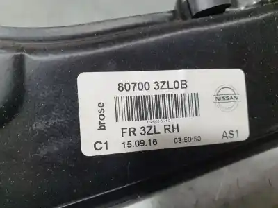 Автозапчастина б/у регулятор переднього правого скла для nissan pulsar (c13) acenta посилання на oem iam 807003zl0b  