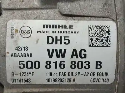 Peça sobressalente para automóvel em segunda mão compressor de ar condicionado a/a a/c por volkswagen golf vii lim. (bq1) advance referências oem iam 5q081603b  01141543