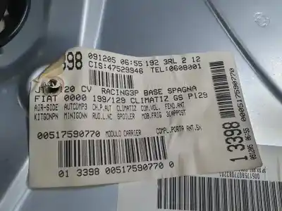 Second-hand car spare part driver left window regulator for fiat stilo multi wagon (192_) 1.9 d multijet oem iam references 517590770  