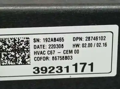 Pezzo di ricambio per auto di seconda mano controllo riscaldamento / aria condizionata per opel corsa c edition riferimenti oem iam 39231171  86758b03