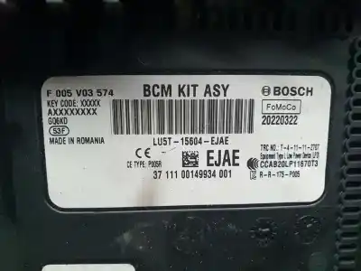 Second-hand car spare part fuse box unit for ford puma hybrid titanium oem iam references lu5t15604ejae  f005v03574