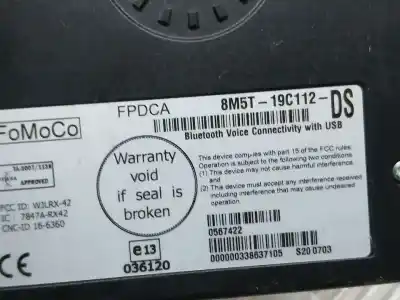 Second-hand car spare part electronic module for ford fiesta (cb1) trend oem iam references 8m5t19c112ds  