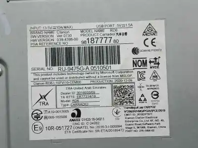 Автозапчасти б/у аудиосистема / радио cd за citroen jumpy furgon control m ссылки oem iam 9818777780  ru9475g