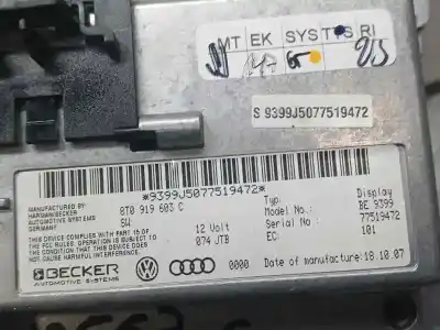 Peça sobressalente para automóvel em segunda mão módulo / sistema de navegação gps por audi a5 coupe (8t) 2.7 tdi referências oem iam 8t0919603c  77519472