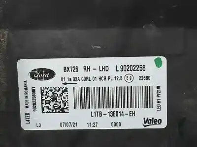 Second-hand car spare part right headlight for ford puma titanium oem iam references l1tb13e014eh  90202258
