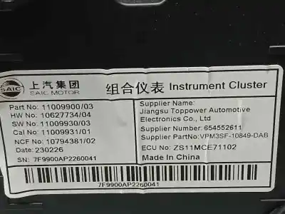 Second-hand car spare part dashboard for mg zs 1.0 t-gdi oem iam references 654552611  11009900