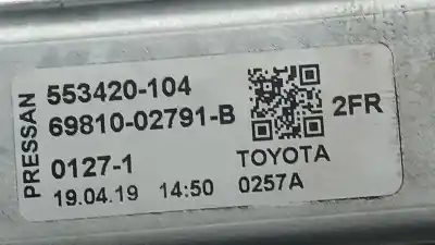 Second-hand car spare part passenger side right window regulator for toyota corolla (e21) hybrid active oem iam references 6981002791b 553420104 