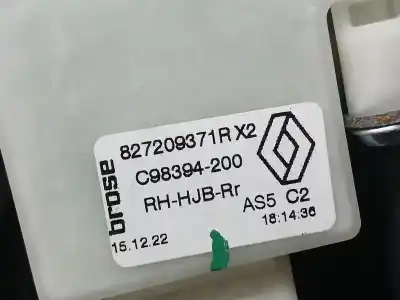 Second-hand car spare part rear right window regulator for renault captur ii evolution oem iam references 827209371r c98394200 