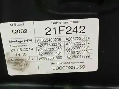 Автозапчасти б/у задний правый стеклорегулятор за mercedes-benz clase c (w205) lim. c 220 cdi bluetec (205.004) ссылки oem iam a2055409206