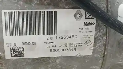 Second-hand car spare part air conditioning compressor for renault captur zen oem iam references 926000734r 907624228 valeo t72634bc