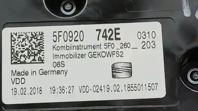 Автозапчастина б/у панель інструментів для seat leon (5f1) 1.4 tgi посилання на oem iam 5f0920742e 1855011507 