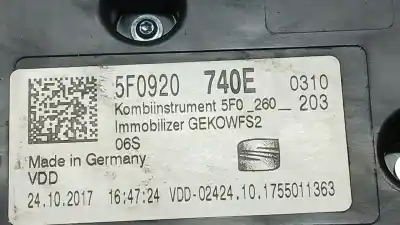 Автозапчастина б/у панель інструментів для seat leon (5f1) 1.4 tsi посилання на oem iam 5f0920740e a2c12362000 