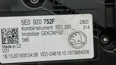 Автозапчасти б/у приборная доска за skoda octavia iii combi (5e5, 5e6) 1.5 tsi g-tec ссылки oem iam 5e0920752f 1973964006 