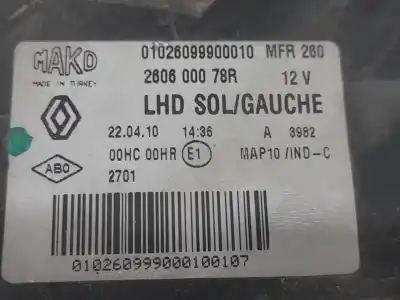 Автозапчасти б/у левая фара за renault fluence (l3_) 1.5 dci (l30b) ссылки oem iam 260600078r  