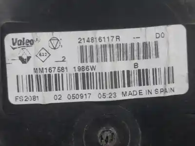 Автозапчастина б/у електро вентилятор для renault megane iv fastback (b9a/m/n_) 1.2 tce 130 (b9mr) посилання на oem iam 214816117r  mm167581