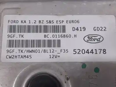 Second-hand car spare part ecu engine control for ford ka (ru8) 1.2 oem iam references 52044178  
