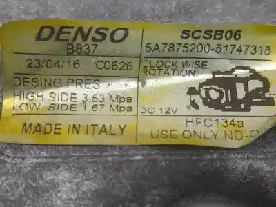 Peça sobressalente para automóvel em segunda mão compressor de ar condicionado a/a a/c por ford ka (ru8) 1.2 referências oem iam 5a7875200 denso 51747318 b837