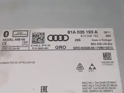 Pièce détachée automobile d'occasion système de navigation gps pour audi q2 (gab) 1.4 16v tfsi act références oem iam 81a035193a  