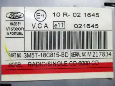 Second-hand car spare part audio system / radio cd for ford focus c-max (cap) trend (d) oem iam references   783594
