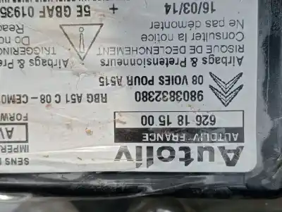 Second-hand car spare part airbag kit for citroen c3 collection oem iam references 9803832380  