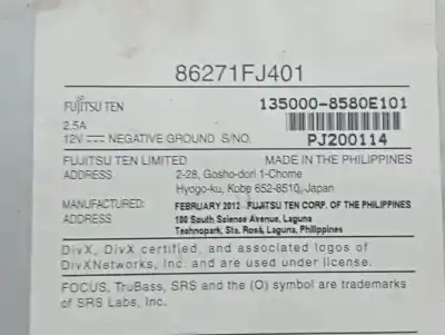 Peça sobressalente para automóvel em segunda mão sistema de áudio / rádio cd por subaru xv sport referências oem iam 86271fj401  899152