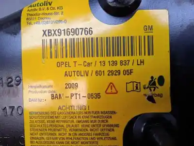 Second-hand car spare part front left side airbag for opel astra h caravan cosmo oem iam references 13139837  13139837lh