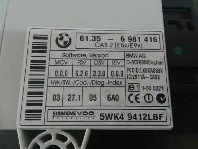 Second-hand car spare part electronic module for bmw serie 3 berlina (e90) 320d oem iam references 6981416  