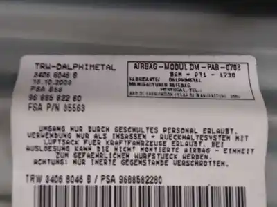Peça sobressalente para automóvel em segunda mão kit airbag por citroen c4 picasso exclusive plus referências oem iam 9654102280  