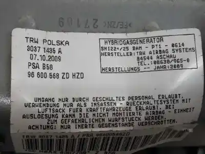 Peça sobressalente para automóvel em segunda mão kit airbag por citroen c4 picasso exclusive referências oem iam 9654102280  