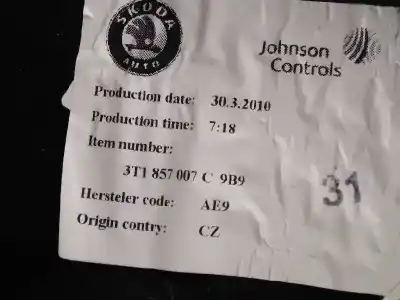 Автозапчасти б/у комплект подушки безопасности за skoda superb combi (3t5) 2.0 tdi dpf ссылки oem iam 3t1857007c  
