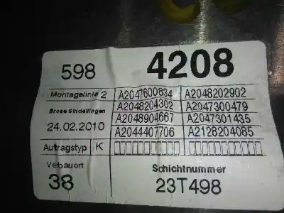 Автозапчасти б/у задний правый стеклорегулятор за mercedes-benz clase c (w204) berlina c 200 cdi blueefficiency (204.001) ссылки oem iam a2048204302 a2048904667 