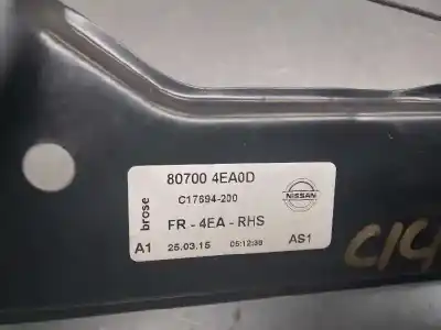 Автозапчастина б/у регулятор переднього правого скла для nissan qashqai (j11) tekna premium посилання на oem iam 807004ea0d  