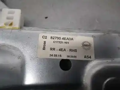 Автозапчастина б/у регулятор скла заднього правого для nissan qashqai (j11) tekna premium посилання на oem iam 827004ea0a  
