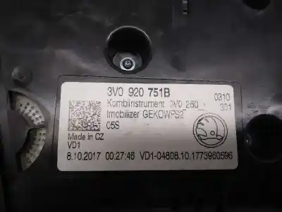Second-hand car spare part dashboard for skoda superb (3v3) ambition oem iam references 3v0920751b  