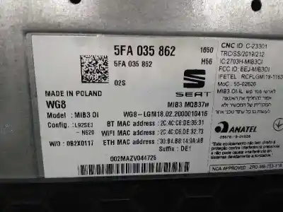 Second-hand car spare part gps navigation system for seat leon (kl1) xcellence oem iam references 5fa035862  