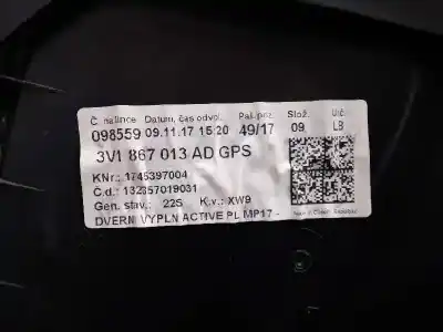 Автозапчасти б/у обивка левой передней двери за skoda superb (3v3) active ссылки oem iam 3v1867013ad  