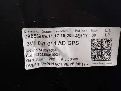 Автозапчастина б/у обработка передніх правіх дверей для skoda superb (3v3) active посилання на oem iam 3v1867014ad  