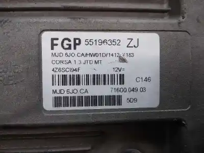 Автозапчасти б/у блок управления двигателем за opel corsa 3 c 1.3 cdti 70ch manual ссылки oem iam 55196352zj  