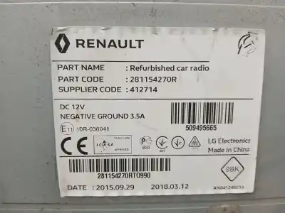 Автозапчастина б/у аудіо система / радіо cd для renault captur i (j5_, h5_) 1.5 dci 110 посилання на oem iam 281154270r  